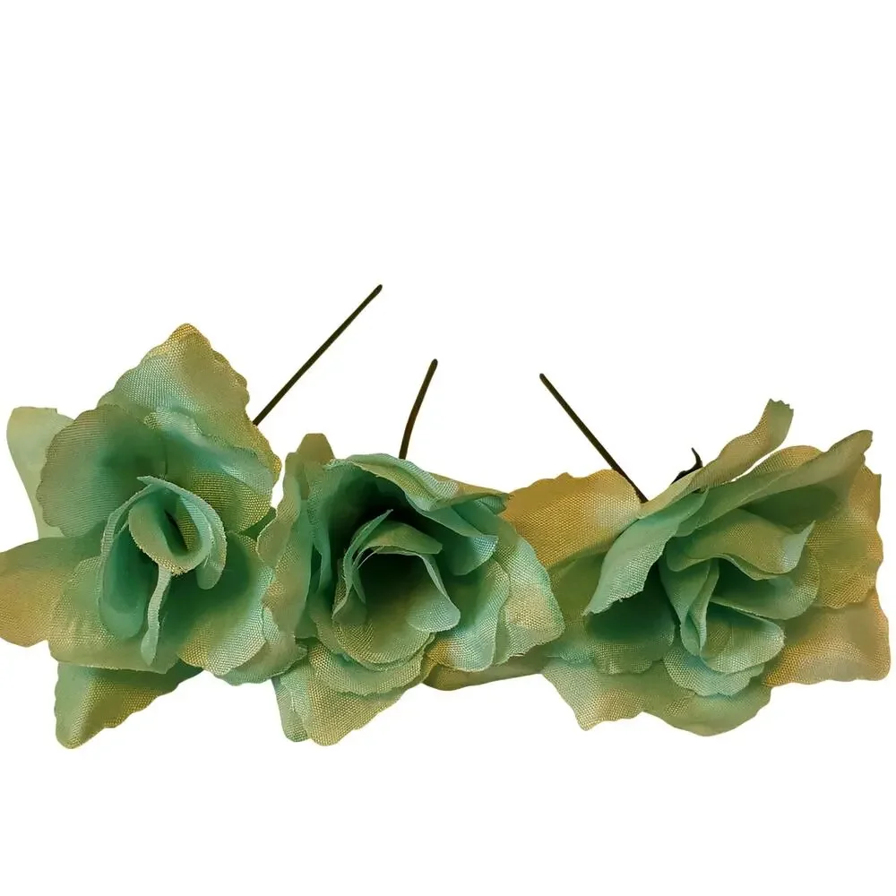 Artificial Mint Aqua Green Roses Lot of 50 2.5in Short Stems Wedding Craft